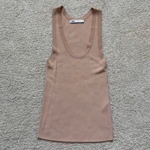 Zara Nude Tan Ribbed Tank Top (large)